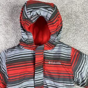 Columbia Coat Toddler Boys 18-24 Months Red Gray Striped Hooded Fleece Lined